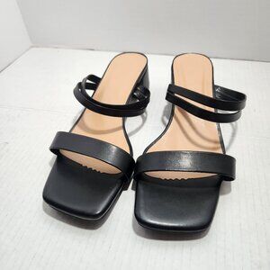 Square-toe Double Strap Block Heel Dress Sandal